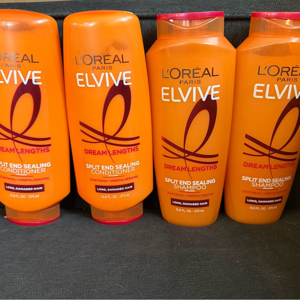 L’Oréal Elvive Dream Lengths Shampoo & Conditioner Set – 4 Bottles 12.6 oz Each